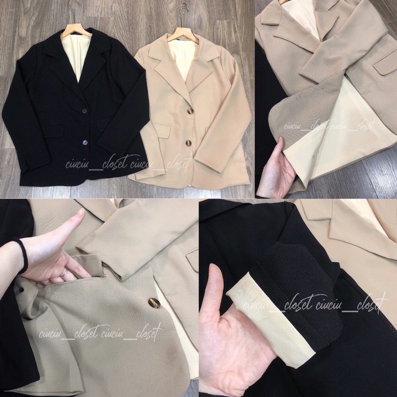Khoác Vest Blazer 2 Lớp Túi Đắp Có Size 2Màu( SẴN/ẢNH THẬT)