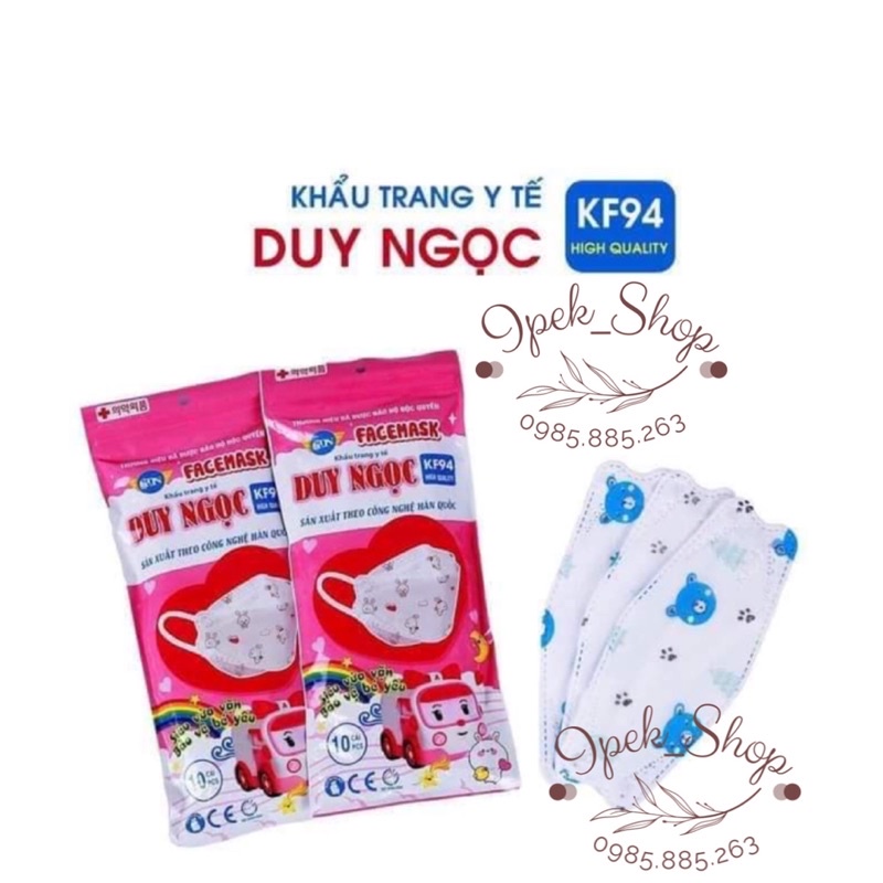 Khẩu trang y tế DUY NGỌC 4D KF94 cho bé từ 4-10 tuổi( 10 chiếc/ túi) - Ipek_Shop