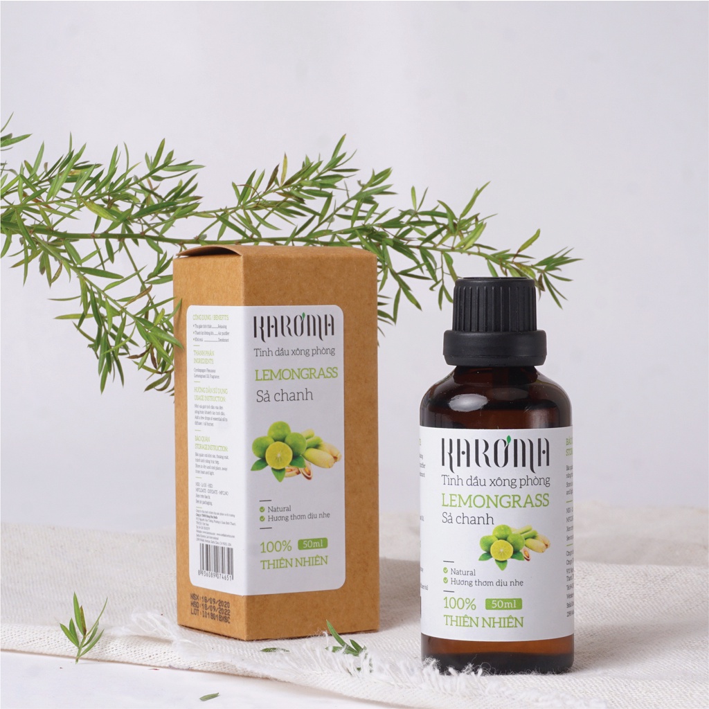 Tinh Dầu Sả Chanh Organic KAROMA - Hàng Chính Hãng, Tinh Dầu Xả Đuổi Muỗi, Xông Thơm Phòng, Khử Mùi Hiệu Quả