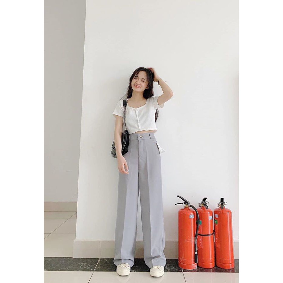 Áo tăm TRƠN croptop CỔ TRÒN cài cúc màu(kèm video,ảnh thật)