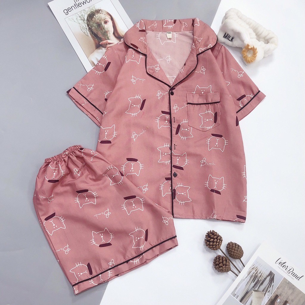 [Kate mềm] Bộ Pijama đùi chất Kate mềm freesize&lt;60kg