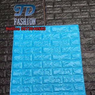 Xốp dán tường 3D giả gạch màu xanh dương