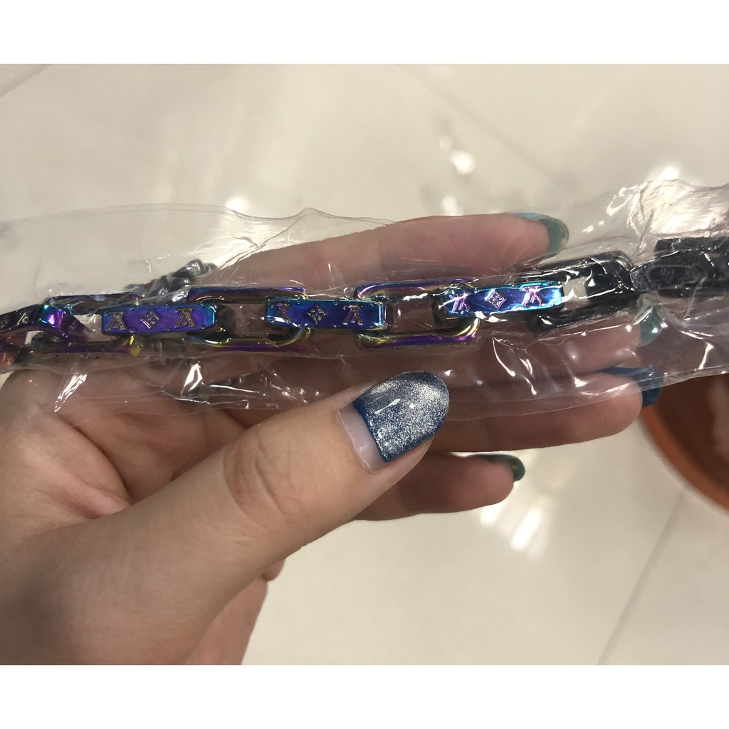 Vòng tay dạng xích nhiều màu bằng kim loại 21cm cho unisex