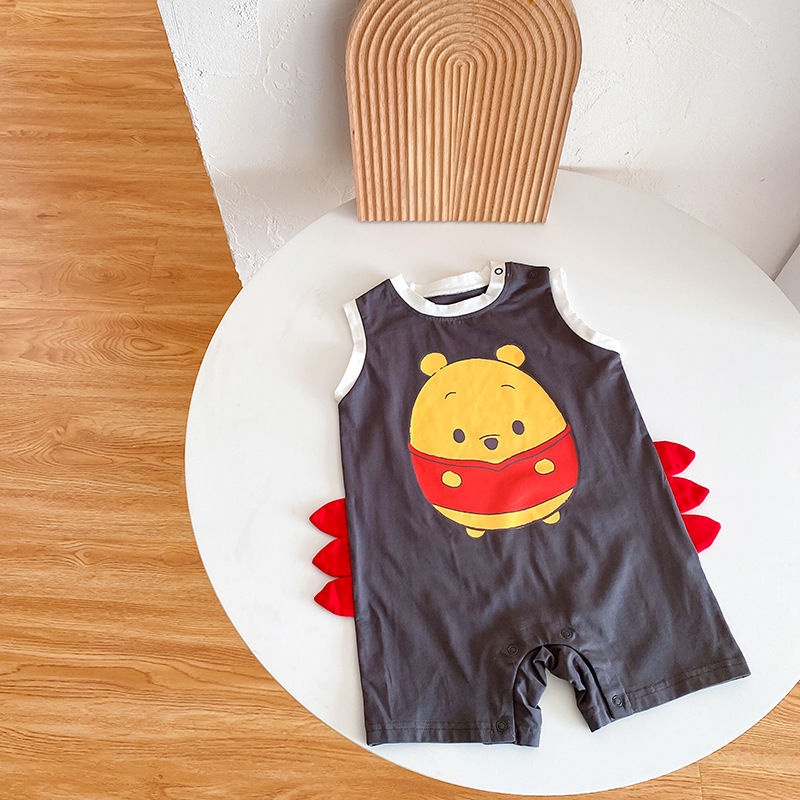 Áo liền quần sát nách họa tiết hoạt hình phong cách Hàn Quốc thời trang mùa hè cho bé gái