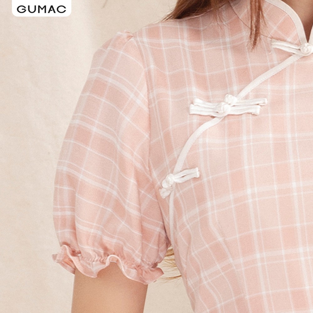 Đầm nữ thiết kế cổ tàu tay ngắn GUMAC màu hồng ôm body mới thời trang nữ đủ size DA10129 | BigBuy360 - bigbuy360.vn