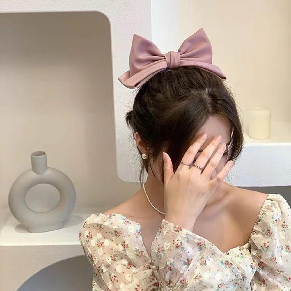 BACK2LIFE Kẹp Tóc Hình Nơ Cỡ Lớn Phong Cách Retro Cho Nữ