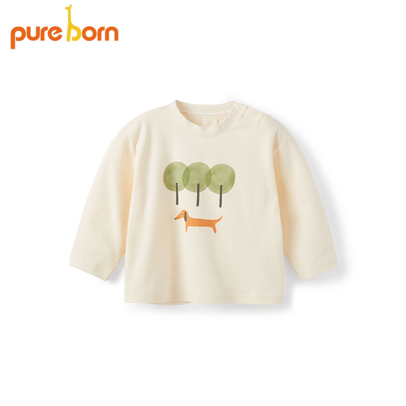 Áo Bé Trai, Bé Gái PURE BORN Vải Nỉ Da Cá Dày Ấm Ngực mặt thú, Áo Dài Cho Bé Mặc Nhà Thu Đông - T52