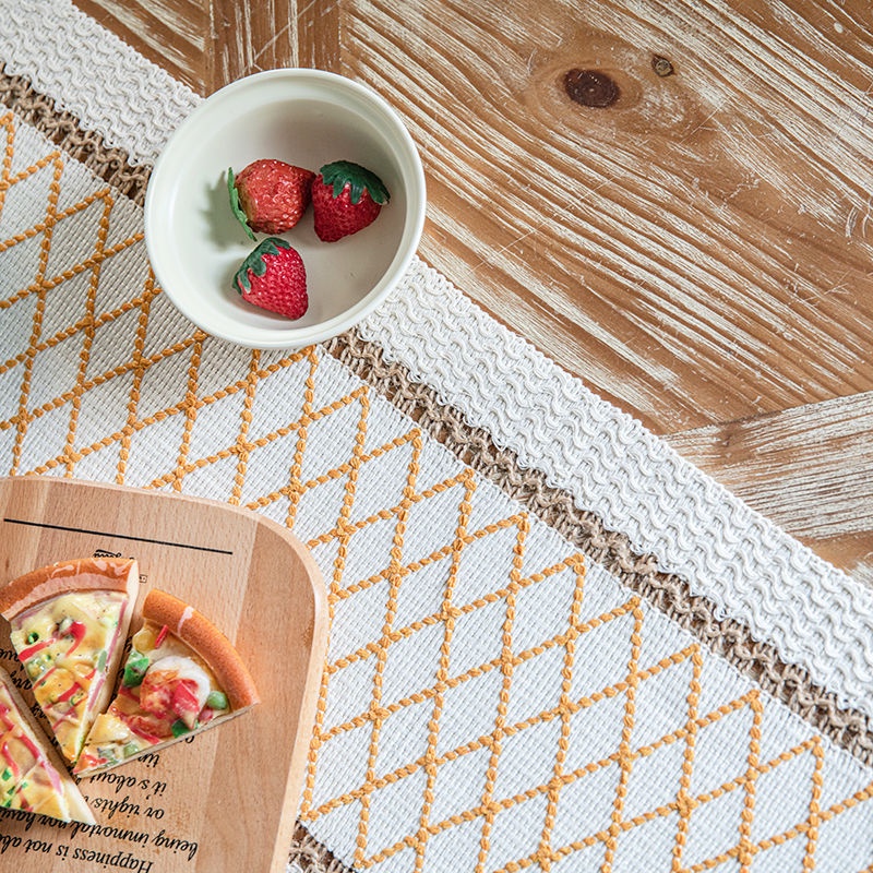 Khăn trải bàn phối tua rua tg phong cách đồng quê Mỹ