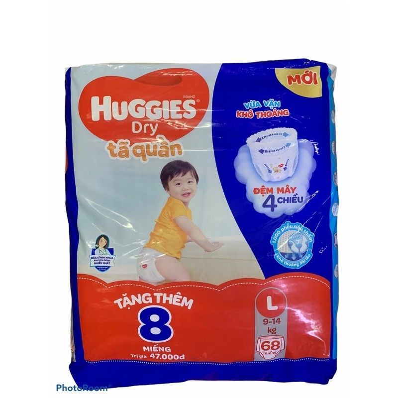 Tã quần huggies L68 mẫu mới đệm mây co giãn