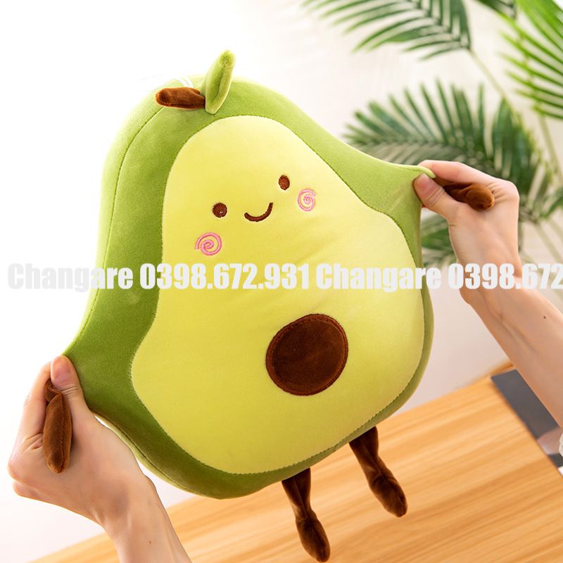 Gấu bông trái bơ tròn đáng yêu, gối ôm quả bơ cho bé ôm ngủ có đủ size
