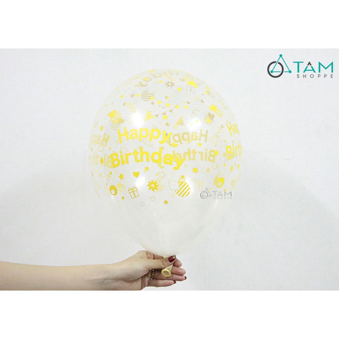 Bịch 5 cái bong bóng in chữ Happy birthday số 21