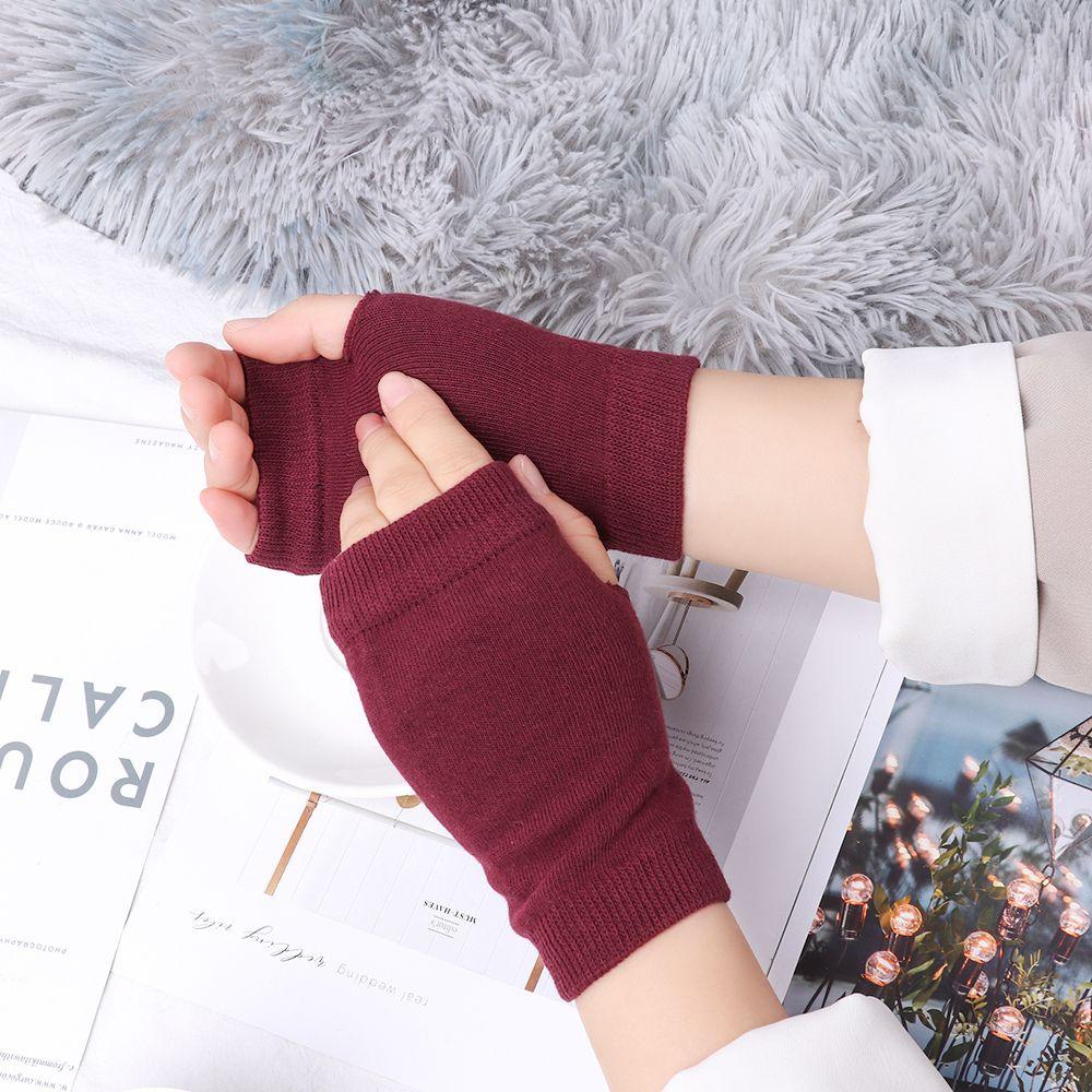 Găng Tay Len Hở Ngón Thời Trang Thu Đông Cho Nữ