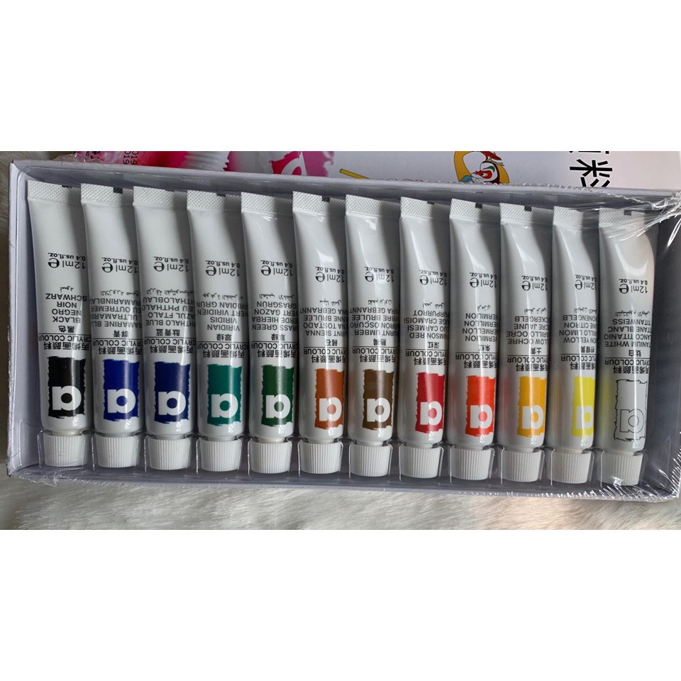 Sét Bột Vẽ Cọ Bản 12 Màu Chuẩn Đẹp MAGI-WAp Acrylic Color