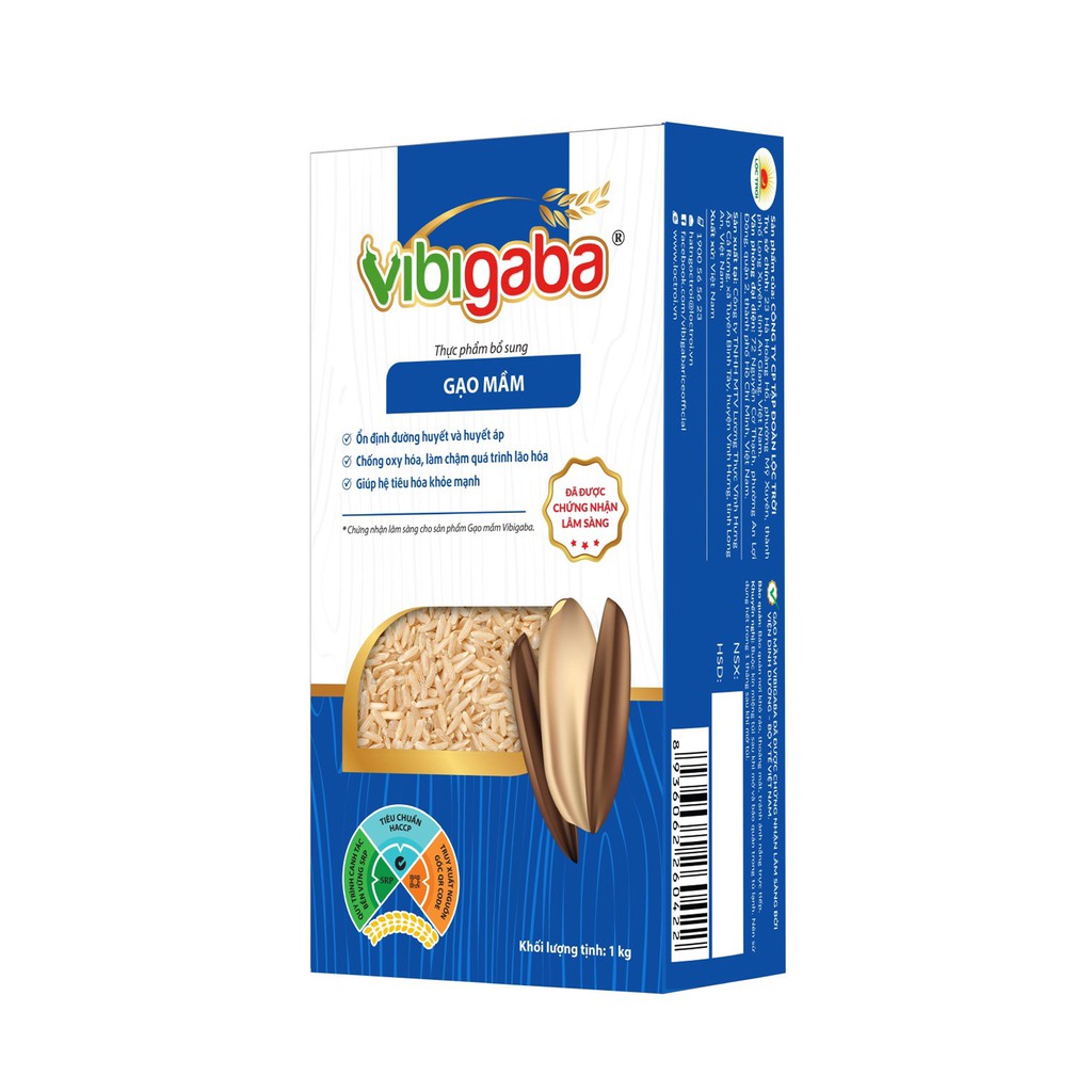 Gạo Mầm Vibigaba Hạt Ngọc Trời Gói 1Kg - Gạo cho người tiểu đường, giảm cân - Date mới nhất