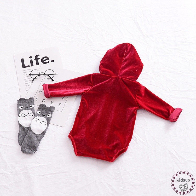 ✸ღ✸Cute Velvet Baby Infant Girl Romper Hooded Jumpsuit Bodysuit Outfits Clothes Xmas | BigBuy360 - bigbuy360.vn