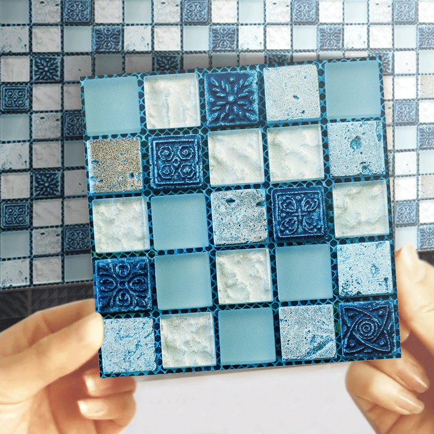simulation tile stickers  [15*15cm*10pcs] DIY self-adhesive home decor kitchen bathroom toilet waterproof wallpaper（FD008-013）