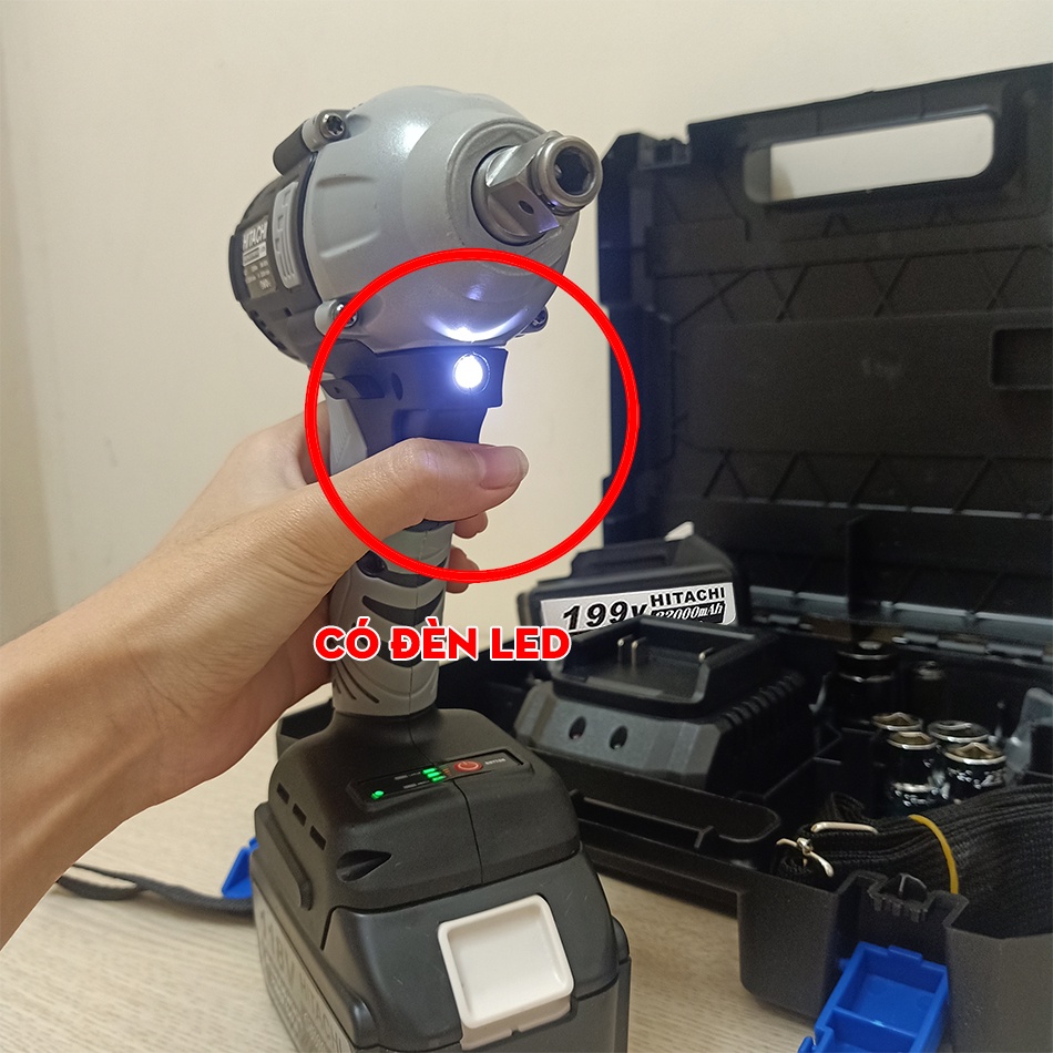 Máy Siết Bulong Pin Hitachi 199V - Máy Bắn Mở Bulong Cầm Tay, Bắn Vít, Xiết ốc - 3 chức năng