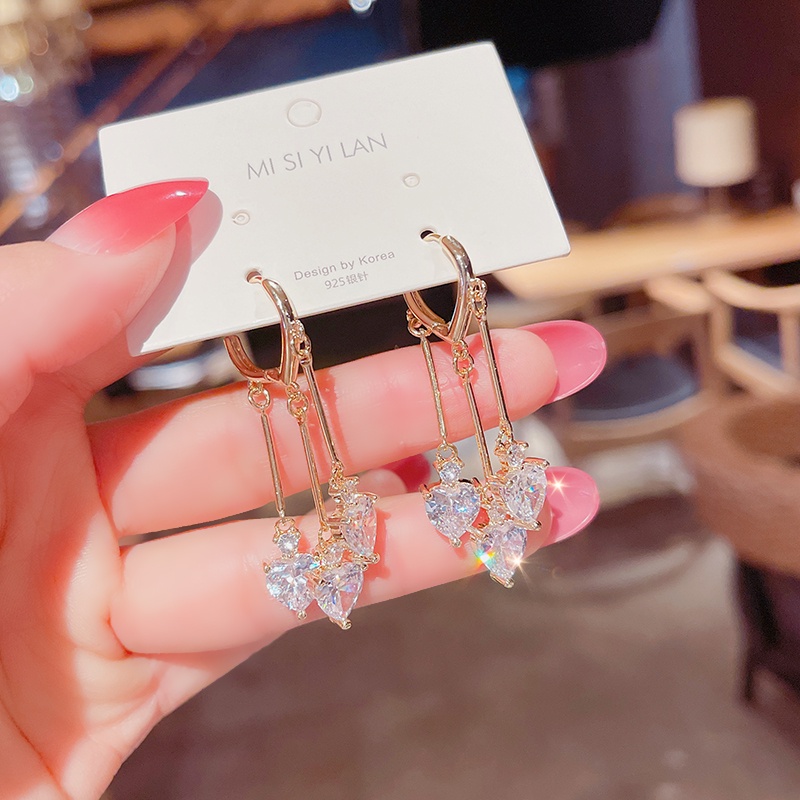 Khuyên Tai Tua Rua Dáng Dài Đính Đá zircon Siêu Lấp Lánh Thời Trang Nhật Hàn Mới 2022