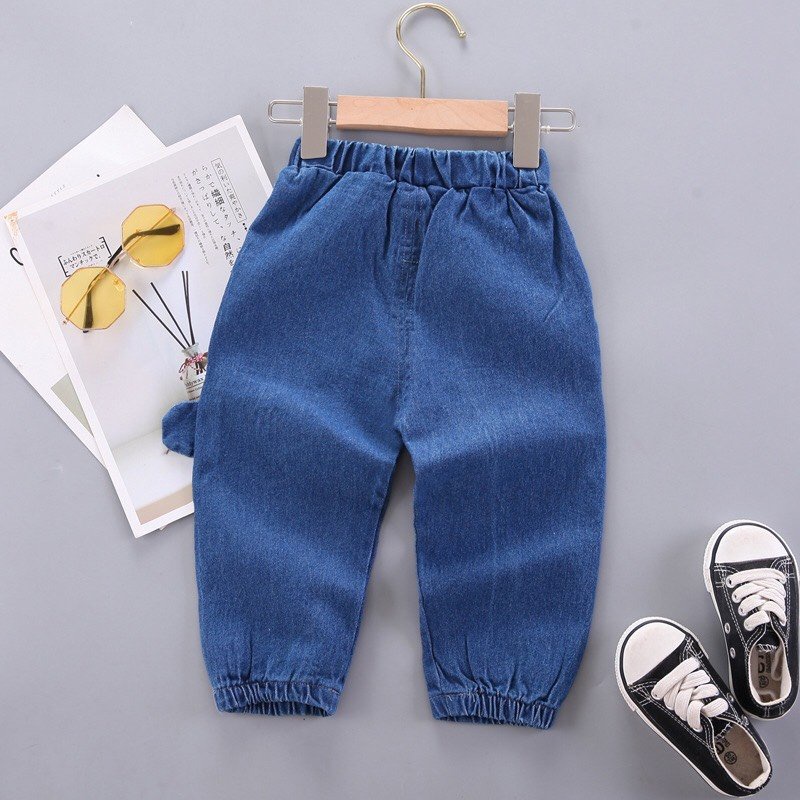 Quần bò dáng Jogger hình khủng long cho bé