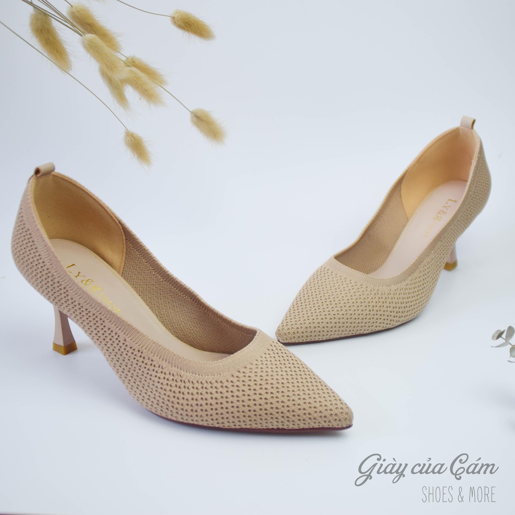 Giày cao gót 5p vải mềm màu nude dễ đi, phù hợp mọi hoàn cảnh