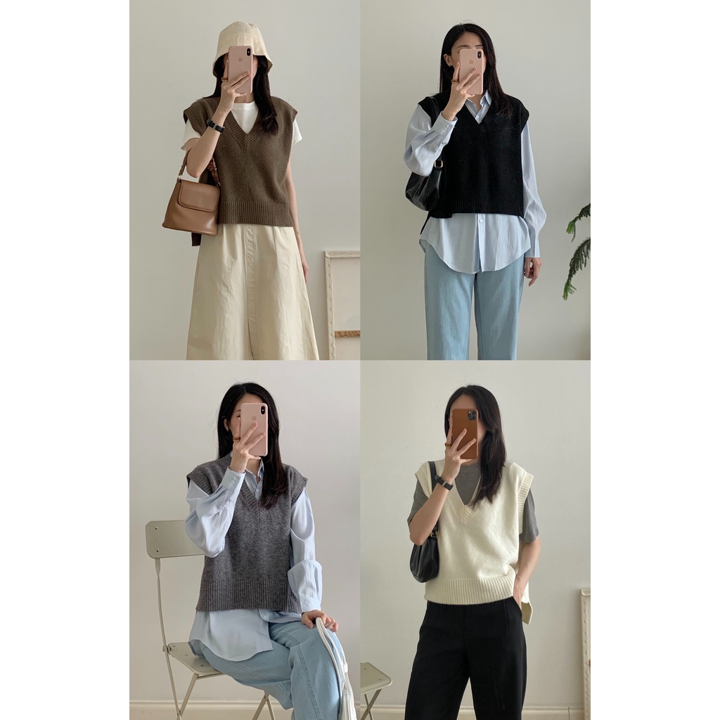 Áo gile len cổ V trơn _ A0241 | BigBuy360 - bigbuy360.vn