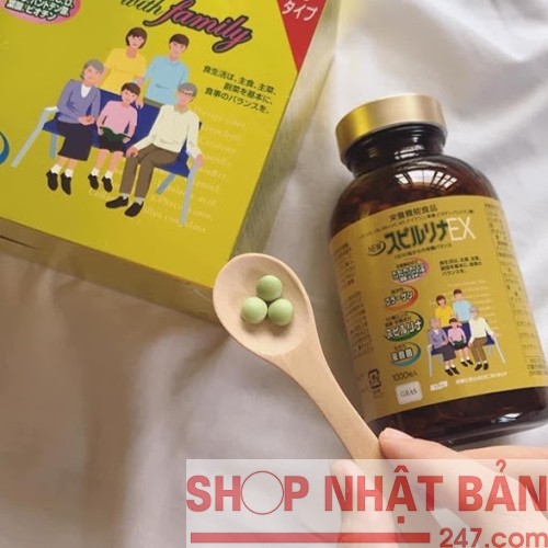 Tảo vàng Spirulina EX Nhật Bản (1 set 2 lọ, mỗi lọ 1000 viên)