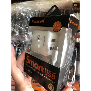 Sạc Koracell 2.4A Micro USB (2 cổng USB)