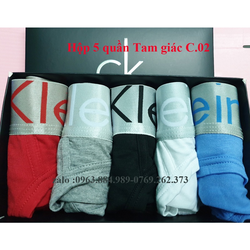 Hộp 5 quần tam giác nam C.02 chất mỏng, nhẹ cạp bạc bản rộng cho anh em- Ảnh, video shop làm