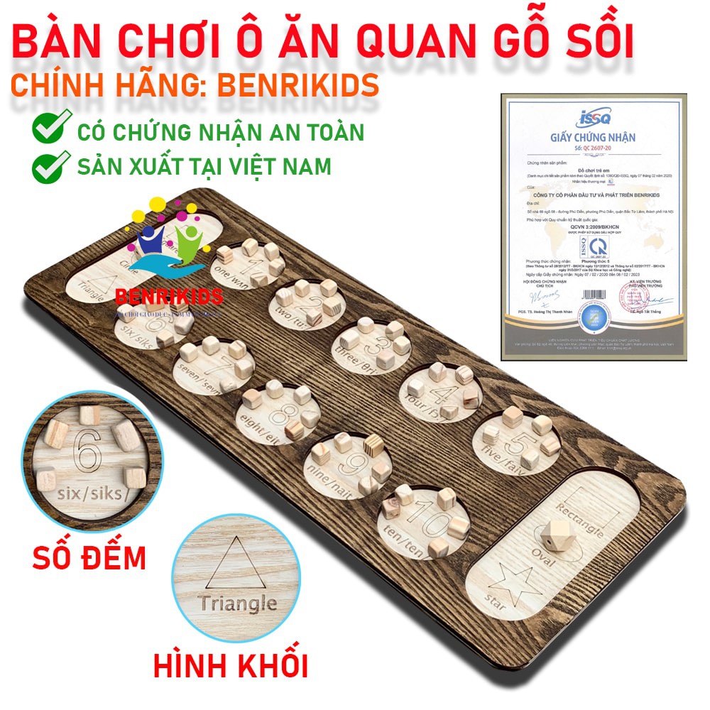 Đồ Chơi Gỗ,Bàn Chơi Cờ Ô Ăn Quan Cỡ Lớn Kèm Quân Cờ Gỗ Tự Nhiên,Trò Chơi Dân Gian