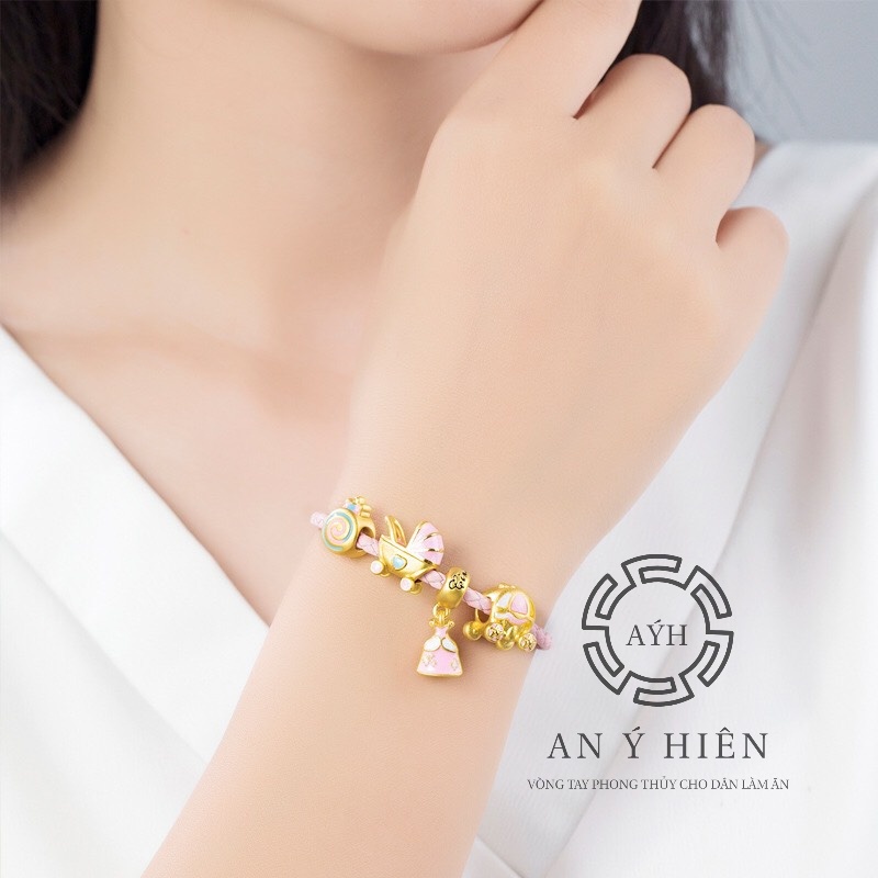 Vòng dây da Hồng chốt vuông