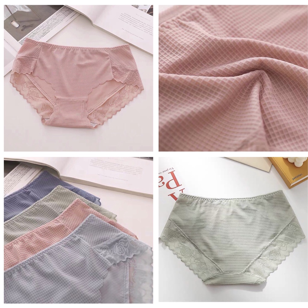 Quần Lót Nữ Thun Lạnh Trơn Su Phối Ren Sexy Mềm Mại PINK STORE QL2207