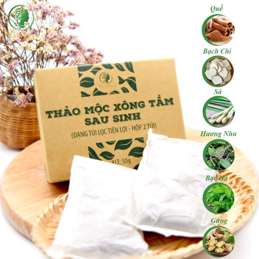 [CHÍNH HÃNG WONMOM] HỘP 2 TÚI XÔNG TOÀN THÂN THẢO DƯỢC SAU SINH, THẢI ĐỘC, ĐẸP DA WONMOM 50GR