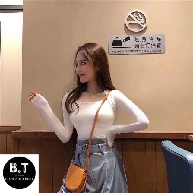 Áo cổ vuông chất thun hàng bao đẹp Hanna | BigBuy360 - bigbuy360.vn
