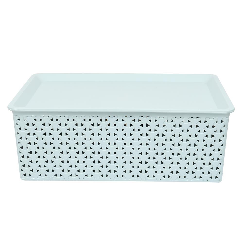 HomeBase PLIM Giỏ đựng đồ nhựa có nắp Size M Thái Lan W38xD27xH14.5 Cm Xanh lá