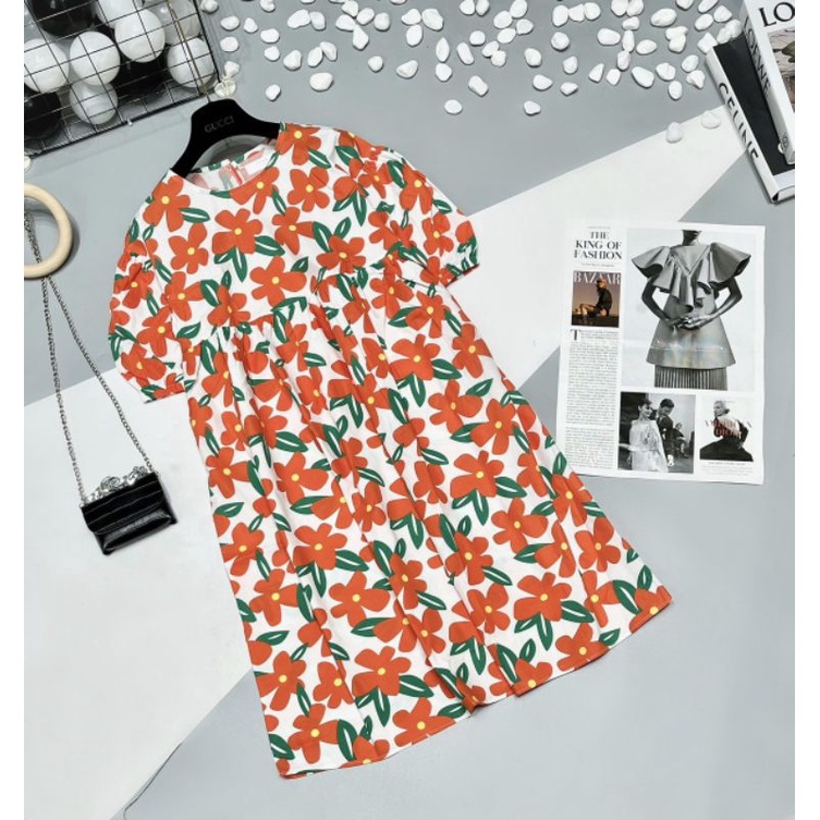 VÁY BẦU BABY DOLL HOA QUẢ, MẪU MỚI TRẺ TRUNG, CAM KẾT Y HÌNH Ạ FREESIZE