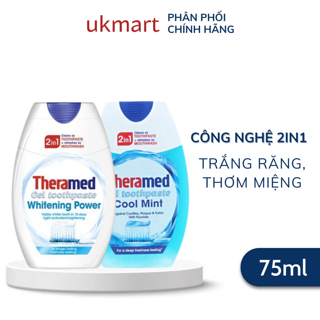 Kem Đánh Răng Theramed 2in1 Anh 75ml (Cool Mint và Whitening Power)