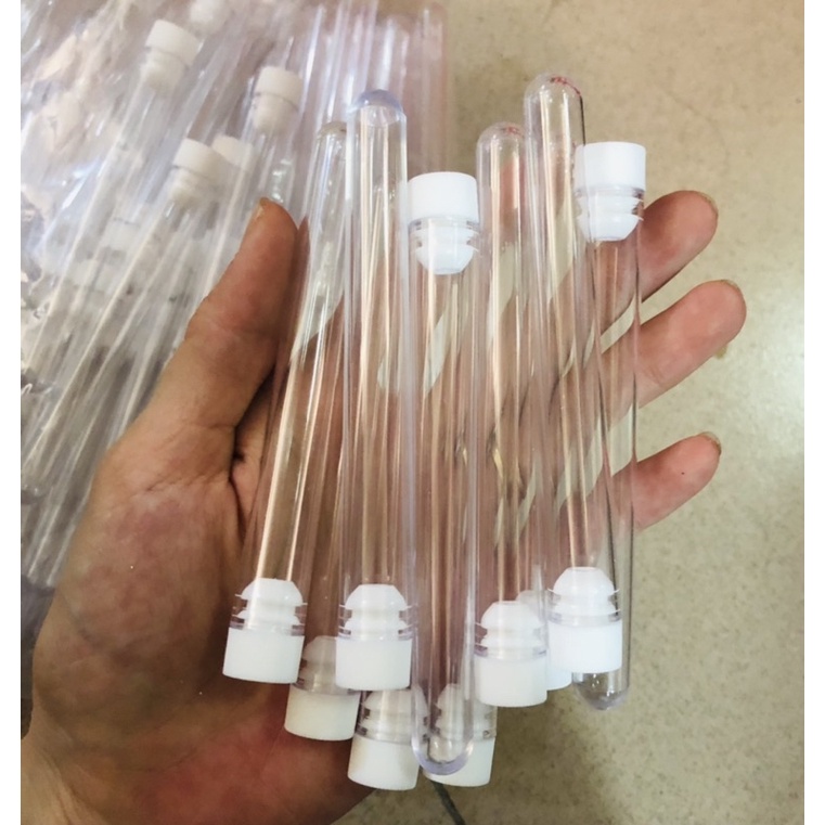 Set 10 ống thí nghiệm nhựa có nắp đậy không nhãn