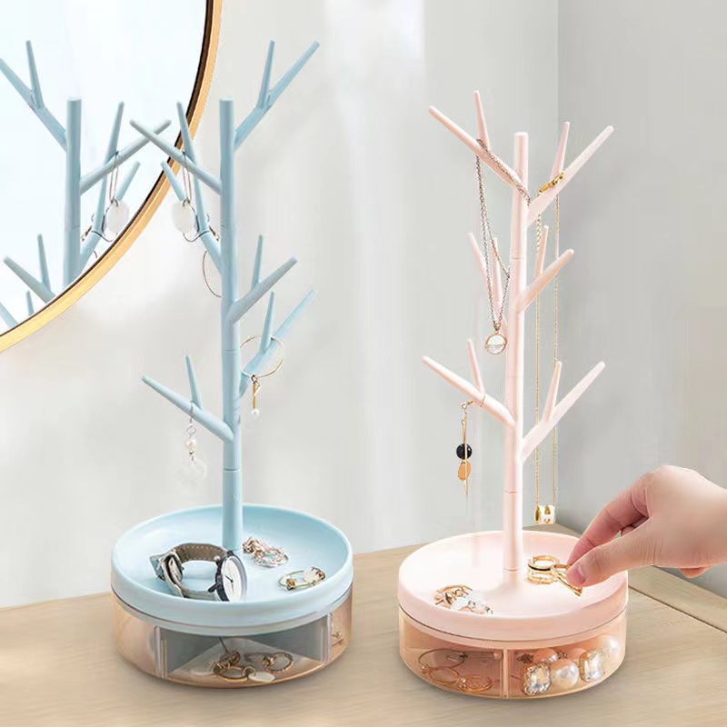 Hộp Đựng Trang Sức Đa Năng 2 Trong 1 Hình Cây Có Móc Treo Tiện Dụng