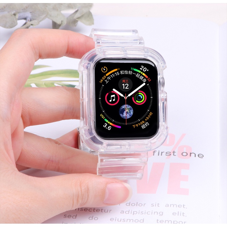 Trong Suốt Dây Đeo Tay Bằng silicone Chống Nước 38mm 42mm 42mm Cho iwatch 7 8 41mm 45mm 6 5 4 3 2 1