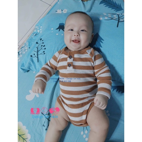 Bodysuit cho bé, body chip dài tay cổ trụ Old.Navy xuất dư vải waffle cao cấp