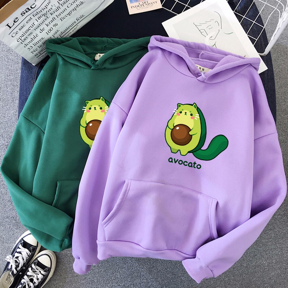 Áo Hoodie In Họa Tiết Trái Bơ Hoạt Hình Phong Cách Harajuku Thời Trang Mùa Đông Cho Nữ | BigBuy360 - bigbuy360.vn