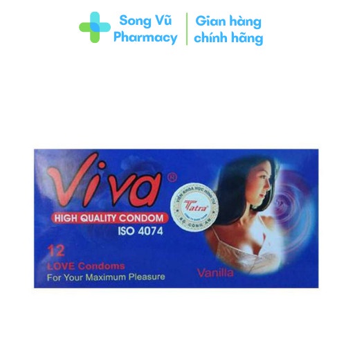 Bao cao su Viva - Kéo dài thời gian quan hệ, hương dâu (Hộp 12 cái)