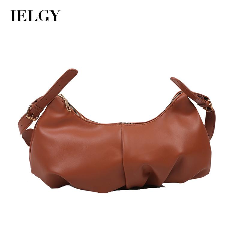 IELGY pillow type soft leather Clouds retro underarm bag niche wide shoulder strap European and American western style crossbody