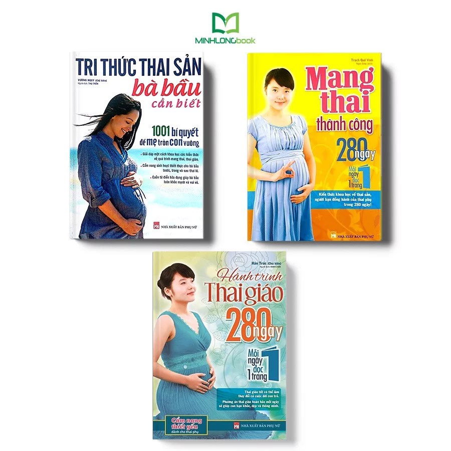 Sách: Combo Tri thức thai sản bà bầu cần biết + Hành trình thai giáo + Mang thai thành công
