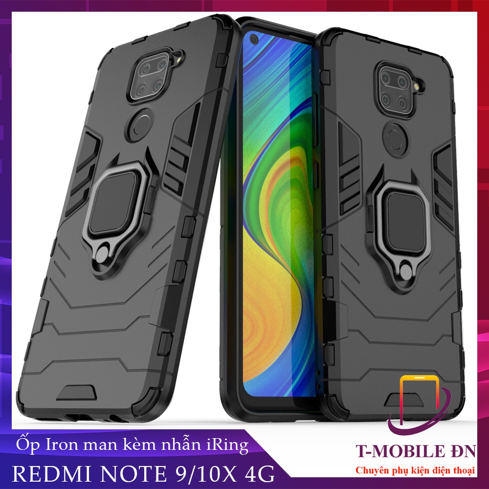 Ốp lưng Xiaomi Redmi Note 9 10X 4G,🔥FREESHIP🔥 Ốp iron man chống sốc kèm nhẫn iring chống xem video bảo vệ camera