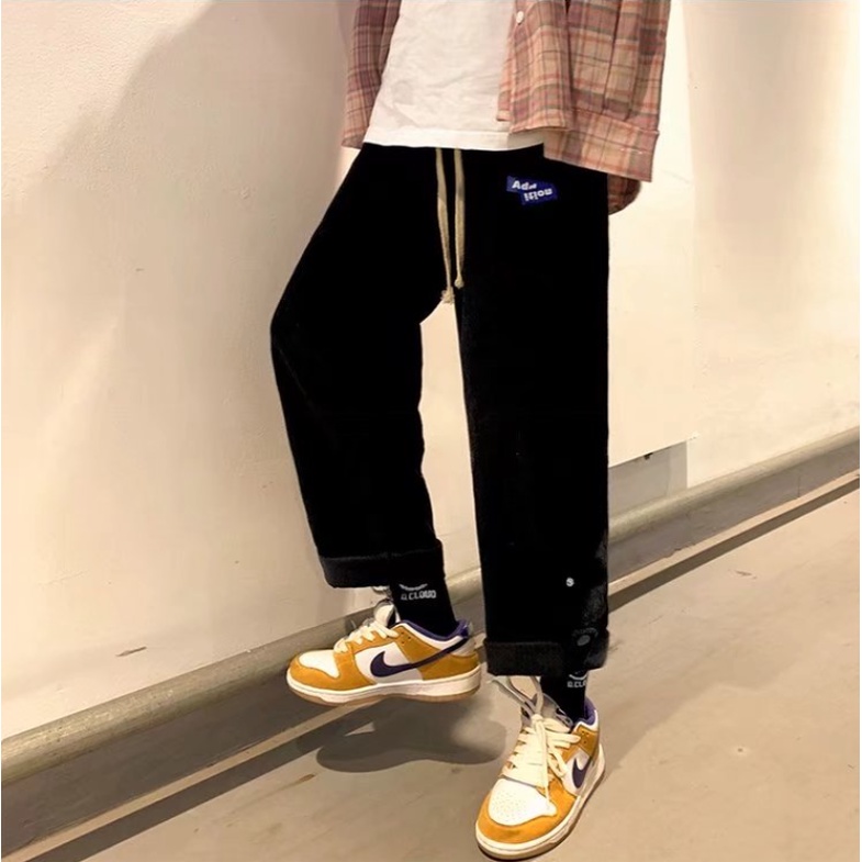 Quần jogger ống suông rộng màu trơn thời trang Hàn Quốc cho nam
