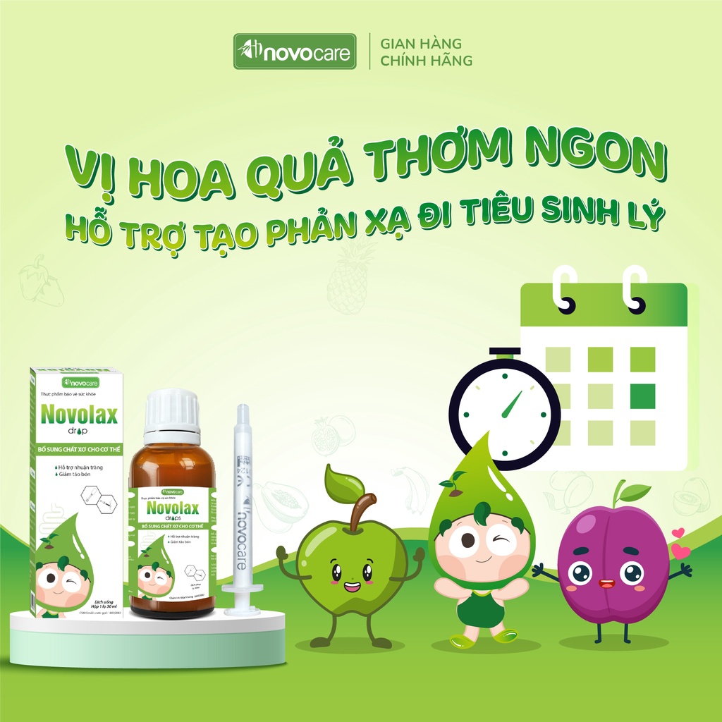 Bổ sung chất xơ Novocare - Novolax Drops chất xơ hòa tan giảm táo bón chuyên biệt cho trẻ từ 6 tháng tuổi