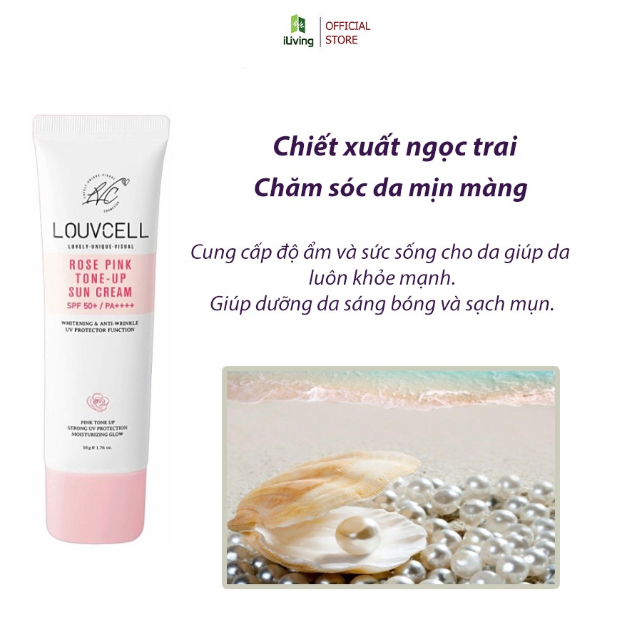 Kem chống nắng nâng tone da Rose Pink Tone Up Sun Cream Louv Cell 50ml ILIVING-LOUKCNNTD50