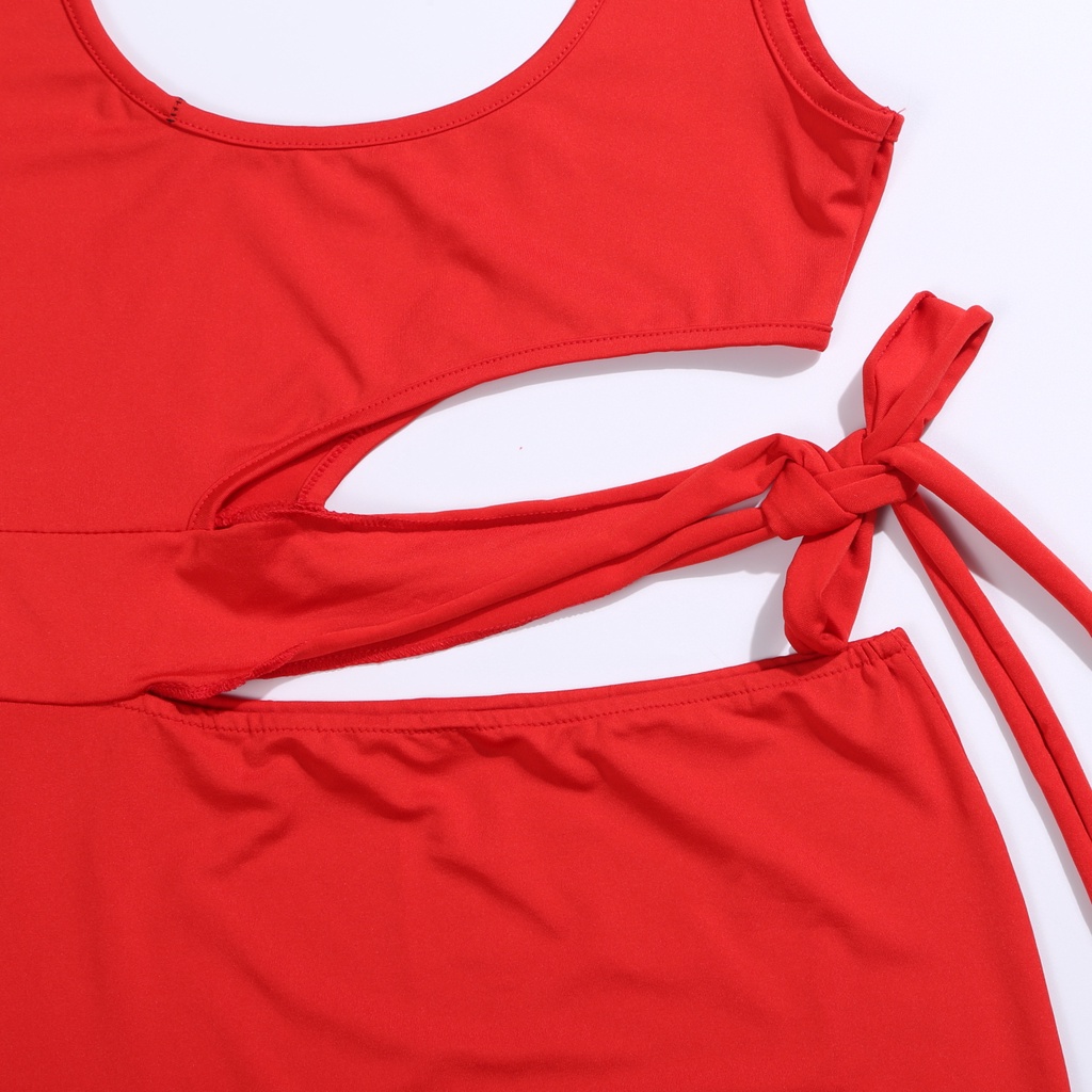 Đầm Maxi ngắn trơn màu thời trang hè phong cách Boho cho nữ