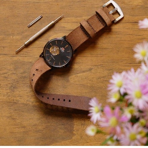 Dây đồng hồ RAM Leather vintage da bò lộn nato quân đội